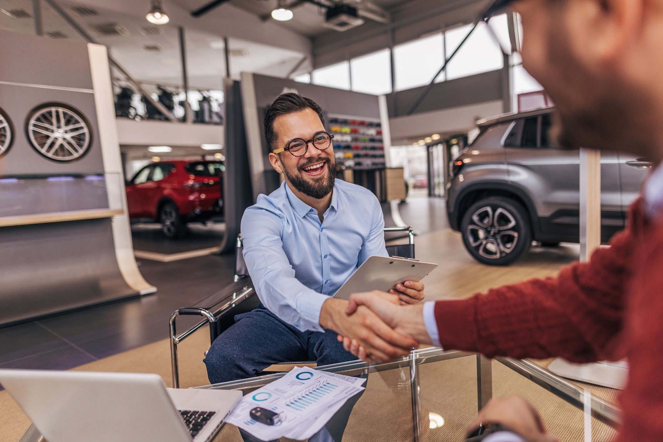 auto dealer handshake surety bond office modern